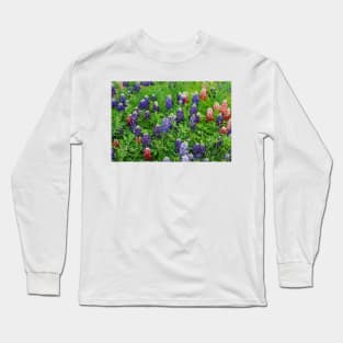 Field of Multicolored Bluebonnets Long Sleeve T-Shirt